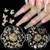 Tastetreasure Set di 2 Scatole Charm per Unghie 3D Oro, Oltre 120+ Ciondoli Metallici per Unghie, Design Farfalla e Fiocchi, Assortimento 17 Scomparti per Nail Art DIY e Manicure