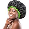 mikimini Cuffia da Doccia Nera, XL Riutilizzabili, Capelli Lunghi, Verde | cuffia doccia donna Per Donne e Uomini, Per Trecce di Capelli Lunghi Spessi, Riutilizzabile, Doppio Strato Impermeabile