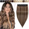 SEGO Extension Clip Capelli Veri Folta Fascia Unica Singole 50cm 95g 100% Remy Human Hair Ciocca Larga #4P27 Marrone Cioccolato mix Biondo Scuro