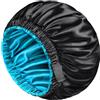 mikimini Cuffia in Raso per Uomo e Donna, Cuffia per Dormire Reversibile a Doppio Strato per Trecce di Capelli con Fascia Elastica Regolabile Antiscivolo Super Morbida (XL, Nero/Blu)