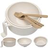 Penbinmall Set Ciotola Ramen 800ml+400ml - 16cm Ø Ciotola per Noodles Istantanei in Paglia di Grano, 6 Pezzi Ciotola di Pasta Giapponesi con Forchetta Bacchette e Cucchiaioper Spaghetti Zuppa Snack Bowl, Bianco