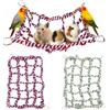 ZRUEWOT Set di 2 reti da arrampicata colorate in cotone per piccoli animali - accessori per gabbia con 4 ganci - amaca per ratto, pappagallo, criceto e furetto - rete sospesa resistente e lavabile per gabbie
