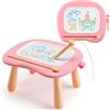 Winstico Lavagna magica giocattolo per bambini a partire da 1 anno, lavagna magnetica colorata con 4 gambe, giocattolo educativo per bambini 1 2 3 4 5 anni, tavolo da disegno giocattolo educativo (rosa)