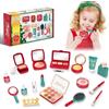 Vattikam Set Trucchi Giocattolo Bambini, Set di Trucchi a Tema Natalizio per Bambine dai 3 Anni in su, Kit di Cosmetici Giocattolo Sicuro e Atossico con Rossetto, Ombretto, Specchio e Pennelli per il Trucco