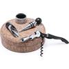 Set da vino con elegante design circolare e finitura in sughero naturale.