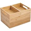 MSV - Scatola Organizer Versatile 3 Scomparti Impilabili ISALYS - Contenitore in Bambù Naturale per Cosmetici, Materiale da Ufficio o Accessori - Beige