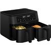 Haier I-Master Series 3 Friggitrice ad Aria Doppio Cassetto 11 Litri, 3000W, 8 Programmi Automatici, Funzione Sync, Controllo Touch, Temperatura 60-200°C, App hOn, Nero HAF3AD 011