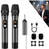 voijump Microfono wireless, microfono senza fili UHF a mano in metallo con ricevitore ricaricabile da 6,35 mm, per karaoke, feste, conferenze e amplificatori, portata 60m
