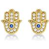 Diamond Treats Orecchini Oro Donna a Forma di Mano di Fatima, Piccoli Orecchini Hamsa per Donna e Ragazza, Eleganti Orecchini Donna Oro con Pietre Zirconi, Orecchini Dorati con Confezione Regalo