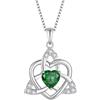 FJ Collana Nodo Celtico in Argento Sterling 925 Collane con Ciondolo Irlandesi Cuore con Pietre Portafortuna Maggio Smeraldo Gioielli Regalo per Donna