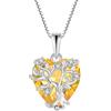 FJ Collana Albero della Vita Argento Sterling 925 Ciondolo Cuore Collana Citrino Gioielli Pietre Portafortuna Novembre per Donna
