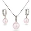 Schöner-SD - Parure con collana e orecchini, con perle in argento 925 rodiato