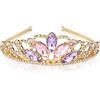 AROWRO Rapunzel, corona da bambina, diadema tangled scintillante, rosa, viola, strass, oro, diadema, matrimonio, corona da principessa, per compleanno, festa, Halloween, Natale, costume da regalo, 16.4 x
