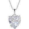 FJ Collana Albero della Vita per Donna Argento Sterling 925 Ciondolo Cuore Collana Zirconia Cubica Gioielli Pietre Portafortuna Aprile per Donna