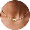 TINGN Collana di perle colorate per donne e ragazze, realizzata a mano, con ciondolo a forma di cuore, collana per bambini, regalo di compleanno per donne, adolescenti, ragazze, gioielli per bambini