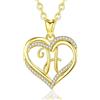 INFUSEU H Collana Iniziale, Doppio Cuore Ciondolo 18K Oro Lettera Cubic Zirconia Gioielli Personalizzati Regali per Moglie Sorella Suocera, Catena Da 20 Pollici