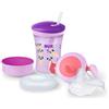 NUK Set da allenamento 3 in 1, tazza per allenatori (6 mesi +), tazza magica (8 mesi +), tazza per bambini (12 mesi +), 230 ml, senza BPA, carlino (viola)
