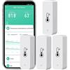 SENCKIT Confezione da 4 sensori di umidità WiFi: monitor di temperatura senza fili con notifica app, esportazione di memoria dati gratuita, igrometro interno intelligente