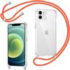 Coiwxmoi Cover per iPhone 11 con Cordino, Custodia Trasparente con Regolabile Collana Ultra Sottile Antiurto AntiGraffio TPU Silicone Bumper Protettiva Case con Laccio Tracolla per iPhone 11, Orange