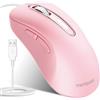 memzuoix Mouse USB con Cavo - Mouse Ottico 1400 DPI, 5 Tasti, Design Ergonomico con Cavo da 1,5m - Per Computer, PC, Mac (Rosa)