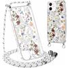 Yirlbey Cover con Cordino per iPhone 12 Mini 5,4, Compatibile con MagSafe, Trasparente Silicone Custodia con Aesthetic Fiore Motivo Disegni, Case con Tracolla Collana Catena per iPhone 12 Mini