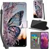 PHINIENLAND Cover per Motorola Moto G24 / E14 custodia portafoglio Farfalla | 3 scomparti carte, 1 tasca banconote, Chiusura magnetica, Supporto, Pelle PU flip cover per Moto G04 / G04s
