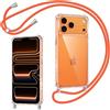Coiwxmoi Cover per iPhone 17 Pro Max con Cordino, Custodia Trasparente con Regolabile Collana Ultra Sottile AntiGraffio TPU Bumper Protettiva Case con Laccio Tracolla per iPhone 17 Pro Max, Orange