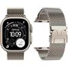 Msksjer Cinturino Milanese in Titanio Compatibile con Apple Watch Ultra 3/2/1 49mm 46mm 45mm 44mm 42mm (Serie 3 2 1) Uomini Donne, Cinturini in Metallo per iWatch 11 10 9 SE 8 7 6 5 4, Fibbia Stile Paracadute