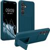 kwmobile 1x Custodia Compatibile con Samsung Galaxy S25 - Cover Supporto Dita - Back Case per Smartphone - Protezione Gommata Petrolio Matt