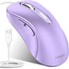memzuoix Mouse USB con Cavo - Mouse Ottico 1400 DPI, 5 Tasti, Design Ergonomico con Cavo da 1,5m - Per Computer, PC, Mac (Lavanda)