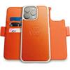 dreem Fibonacci compatibile con iPhone 14 Pro Max custodia a portafoglio/custodia antiurto 2 in 1 e folio in pelle vegana staccabile, compatibile con MagSafe, protezione RFID [Arancione]