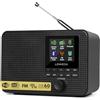 LEMEGA IR1 Radio Internet WIFI portatile,radio digitale DAB/DAB+/FM,Bluetooth,doppio allarme,sveglia,60 preselezioni,uscita cuffie,display a colori,batterie o alimentazione di rete - Finitura Nera