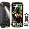 Ulefone RugKing 4 Pro Cellulare Android 15, 10200mAh Batteria AI Telefono Impermeabile 48MP+8MP 16GB+256GB/SD-2TB Octa-Core Rugged Smartphone 6.56 120Hz/120LM Super Torcia/3-Slots/OTG/NFC/GPS Arancia