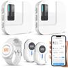 DAYTEE Daytech Allarme Intelligente per Anziani WiFi Tuya,Pulsante Salvavita Anziani,Per le persone che hanno bisogno di essere assistite a domicilio (2 Ricevitori + 2 Pulsanti + 1 Braccialetto)