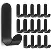 LYCXAMES 15 ganci adesivi, ganci autoadesivi in acciaio inox, piccoli ganci autoadesivi da parete senza foratura, gancio da cucina per bagno, cucina, guardaroba (nero)