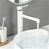 ONECE Rubinetto Bagno Alto Bianco, Miscelatore Monocomando per Lavabo da Appoggio, Aeratore Rimovibile, Acciaio Inox 304, Acqua Calda e Fredda