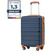 COOLIFE Ryanair Valigia Bagaglio a mano,Valigie,Trolley,Valigia da cabina 55×35×20,Chiusura a combinazione laterale con TSA (Bianco/Marrone, 55×35×20) (Blu/Marrone, 55×35×20)