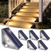 Solpex Luci solari per esterni, 6 pezzi, luce per scale, impermeabile, illuminazione a LED per scale esterne, gradini, recinzione, cortile, terrazza, grondaia, sentiero, decorazione, bianco caldo