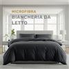 Lavea® Set Copripiumino Singolo in Microfibra 135x200 cm + 1 Federa 80x80 cm - Morbido, Traspirante e Anallergico, Certificato OEKO-TEX, con Cerniera di Qualità - Antracite