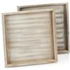 COM-FOUR® 2x Vassoio da portata in legno, vassoio vintage in simil bianco | vassoio shabby chic in legno - adatto per l'uso quotidiano e decorazione