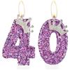 Zi Lan Candele per il 40° compleanno per ragazze, candela numero 40 a corona viola per decorazioni per torte, topper per feste di compleanno, matrimonio, anniversario, articoli per celebrazioni