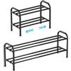 Kongming Scarpiera in metallo nero, scarpiera allungabile, sottile, salvaspazio, regolabile da 43 a 78 cm di larghezza, per armadio, ingresso, corridoio, corridoio (2 piani)