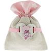 Doni Bomboniere Nascita Bambina 12 pz Sacchettini Portaconfetti in Juta Naturale e Cotone Rosa con Applicazione Orsetto Cuore Rosa Legnetto Battesimo Primo Compleanno Bimba Evento Fai da Te