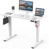 ERGOMAKER, Scrivania con Regolazione Elettrica dell'Altezza, Desktop 110x60cm per Lavorare Seduto o in Piedi a Casa o in Ufficio (Telaio bianco + Desktop bianco)