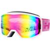 Hioutdoor Occhiali da sci anti-appannamento snowboard per uomo e donna ragazzi sopra gli occhiali invernali con custodia portatile 100% protezione UV (VLT 17% Revo bianco viola)