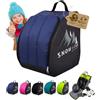 BambiniWelt by Rafael K. BAMBINIWELT - Borsa per stivali da sci per bambini, con superficie di appoggio integrata, in cordura resistente, spazio per barche, casco, occhiali da sci e guanti (nero/marino)