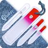 Gladzy Set Lime per Unghie in Vetro Ceco - Lima per Rimozione Calli, Spingi Cuticole di Precisione, Doppia Superficie a Grana Diversa, Manicure e Pedicure, Cura Delle Unghie e Nail Art Professionale