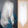 SEGO 58cm Extension Clip Capelli Sintetici 8 Fasce 140g Capelli Lisci Hair Extensions Posticci Donna Full Head (Bianco)