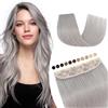 Elailite 30cm Extension Clip Capelli Veri Fascia Unica Grigio Chiaro, Una Ciocca Human Hair Naturali 100% Remy 40g Colore Nuovo 2025 (Larghezza 22cm)