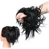 SEGO Extension Chignon Elastico Spettinato con Capelli Ricci Finti XXL Hair Magic Bun Carina 45g Coda di Cavallo Treccia - Nero Scuro